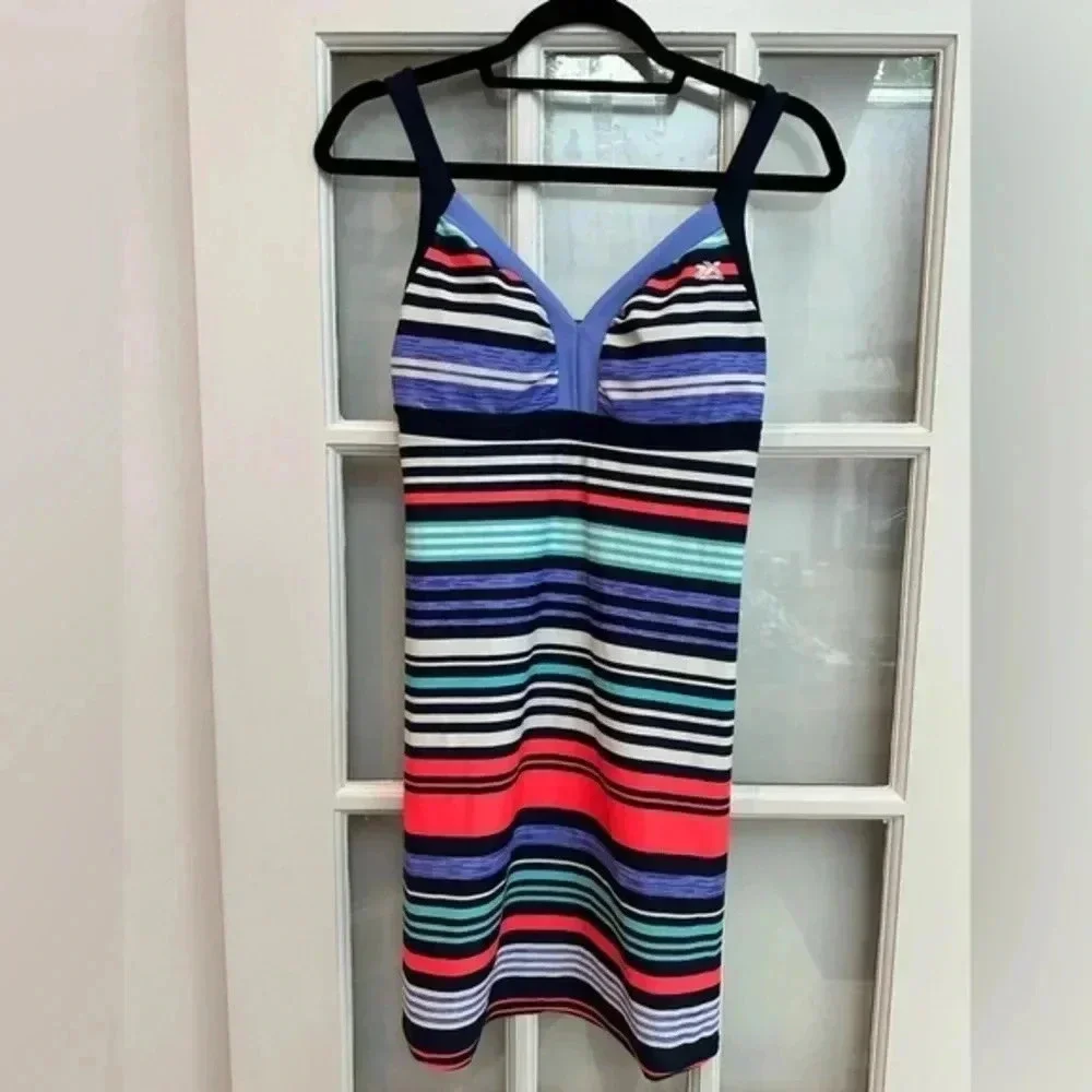 ZeroXposur Swimwear Tankini Swim Top Dress Padded Cups Stripes Size Small S